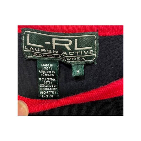 Vintage Ralph Lauren Navy Blue T-Shirt Red Embroidered Logo Classic Tee Sz M - Picture 3 of 7